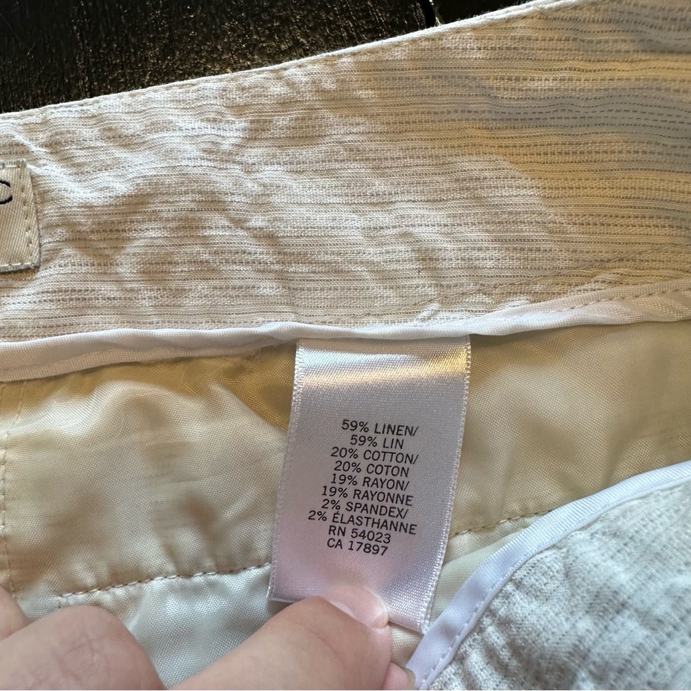 Retro Banana Republic Size 6 Martin white and Blue Striped Linen Pant Wide Leg - Picture 3 of 13